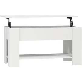 furnicato Couchtisch Höhenverstellbar Weiß Holzwerkstoff 101 x 49 x 52 cm