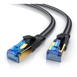 Primewire Flachbandpatchkabel CAT 8 mit Baumwollummantelung - Gigabit Ethernet LAN Kabel 40 Gbit/s S/FTP PIMF Schirmung - Netzwerkkabel 10m