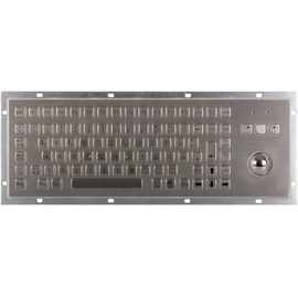 Joy-it IPC Keyboard 02 IP65 NEMA 4X Kabelgebunden Tastatur Deutsch, QWERTZ Silber mit Trackball, Mau