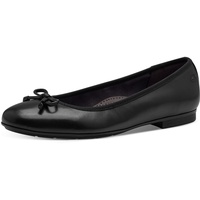 TAMARIS COMFORT Damen Ballerinas aus Leder mit Schleife, Schwarz (Black), 37 EU