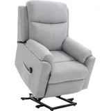 Homcom Aufstehsessel elektrisch Leinen 83 x 89 x 102 cm Hellgrau mit Liegefunktion