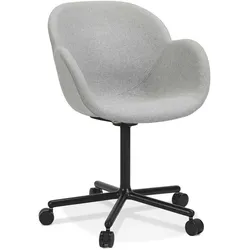 Bürostuhl | Konferenzraumstuhl mit Rollen Hellgrau | Strukturstoff & Metallgestell | Armlehnen | 360 Grad | Professioneller Drehstuhl | Kadima Design