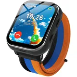 PTHTECHUS Smartwatch Kinder 4G, Kinderuhr Telefon mit Anruffunktion, mehrere Desktop-Stile zur Auswahl, Zwei-Wege-Anrufe, Kamera, MP3, SOS, Lernkarte, Geschenk für Jungen Mädchen (Schwarz)