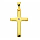 Adelia ́s Kettenanhänger Kreuzanhänger 585 Gold (14K) mit Zirkonia, Goldanhänger Kreuz goldfarben