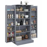 KOMFOTTEU Vorratsschrank Küchenschrank mit Türen,verstellbaren Regalen & Metallgriffen grau