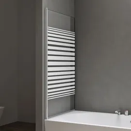 SoGood doporro Badewannenaufsatz Design-Duschwand für Badewanne 80x140cm chrom Duschabtrennung ESG-Sicherheitsglas in Milchglas Streifen inkl. Nano-beschichtung Badewannenfaltwand Cortona201MS - Silber