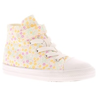 Converse All Star Chuck Taylor HI Kinder Sneaker Madchen Schuhe Weiß Pink Blumen, Schuhgröße:22 EU, Farbe:Weiß - 22 EU