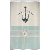 ABAKUHAUS Duschvorhang 120 x 180 cm beige/grün Anker