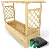 deluke Hochbeet mit Rankgitter THAO 128 x 103 x 44 cm Braun