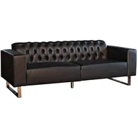 KAWOLA Couch Leder 3-Sitzer Schwarz
