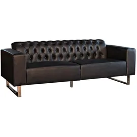 KAWOLA Couch Leder 3-Sitzer Schwarz
