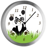 CreaDesign Funkwanduhr Funkuhr, Kinder Wanduhr, Kinderuhr, Kinderzimmer Panda Bär (geräuscharmes Uhrwerk) bunt