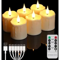 Wiederaufladbare, Flammenlose Led-teelichter Mit Fernbedienung Und Timer, Batteriebetrieben, Ideal Für Hochzeiten, Partys Und Dekoration – 6er-pack