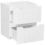 Lomadox Badmöbel Waschtischunterschrank 50 cm weiß gerillte Front Waschbeckenschrank Badschrank 2 Schubkasten Auszüge B/H/T ca. 50/57/39 cm