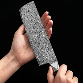 Zayiko Black Edition Nakiri Messer I 18,5cm Klinge I dunkler Damast I Pakkaholz