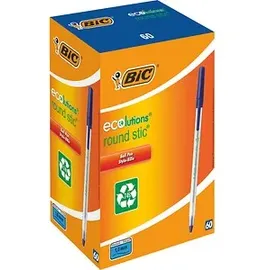 BIC Kugelschreiber Round Stic ECOlutions frostig-transparent, Schreibfarbe: blau,