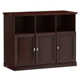 Casa Padrino Luxus Schrank mit 3 Türen Dunkelbraun / Silber 140 x 44,2 x H. 119,8 cm - Luxus Möbel