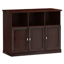 Casa Padrino Luxus Schrank mit 3 Türen Dunkelbraun / Silber 140 x 44,2 x H. 119,8 cm - Luxus Möbel
