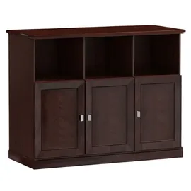 Casa Padrino Luxus Schrank mit 3 Türen Dunkelbraun / Silber 140 x 44,2 x H. 119,8 cm - Luxus Möbel