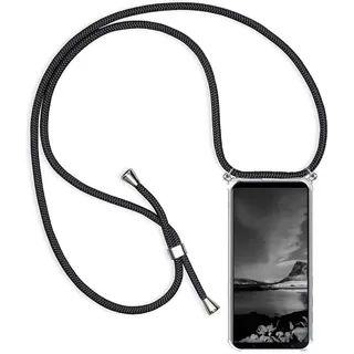 YAMCCCSE Handykette Handyhülle für Vivo V50 5G / Vivo V50e 5G mit Band - Transparent Handy-Kette Handy Hülle mit Kordel zum Umhängen Handyanhänger Halsband Lanyard Case - Schwarz