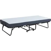 [en.casa] Bett, Borjavle mit Matratze 200x90cm Schwarz