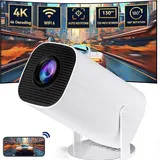 Mini-Projektor 4K Native 720 Unterstützt Tragbarer Filmprojektor Einstellbarer Winkel Smart Video Beamer mit BT 5.0 WiFi6 EU-Stecker