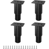SPRHR 4 Stück Schrankfüße aus Edelstahl, Verstellbare Möbelfüße im Bereich von 8–12 cm, Füße für Möbel mit Befestigungsschrauben Geeignet für Sofas, Tische, Betten(Schwarz)
