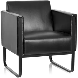 HJH Office Loungesessel BALI BLACK Gestell schwarz Kunstleder glatt 1-Sitzer schwarz