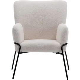 Svita FREIA Loungesessel modern mit Armlehne Cocktailsessel Polsterstuhl Weiß