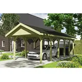 SKANHOLZ Wallgau Einzelcarport 3,80 x 9,00 m schwarz mit Pfostenanker