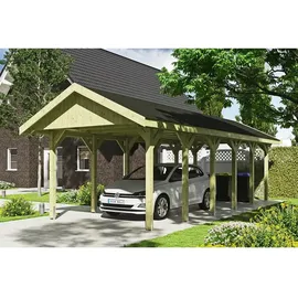 SKANHOLZ Wallgau Einzelcarport 3,80 x 9,00 m schwarz mit Pfostenanker