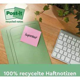 Post-it Post-it® Super Sticky Recycling Notes Haftnotizen extrastark farbsortiert 12 Blöcke