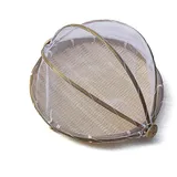 Uposao Bambus Picknick Korb Fliegenhaube Abdeckhaube Essen Brot Obst Gemüse Runde Bambus Korb 36cm Speise Käse Kuchen Abdeckhauben Gaze Mesh Lebensmittel Bambus Zelt Abdeckung Servierkorb