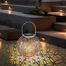 ETC Shop Solar Lampe Outdoor Solarleuchte orientalisch LED Solar Laterne Außen, Lichteffekt Lebensblume, 1x LED warmweiß, DxH 20x29 cm, Terrasse Garten, 2er