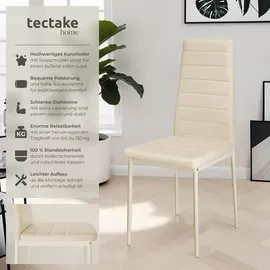 Tectake 6 Esszimmerstühle, Kunstleder - beige