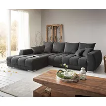 DeLife Eckcouch Mikrofaser 3-Sitzer Schwarz