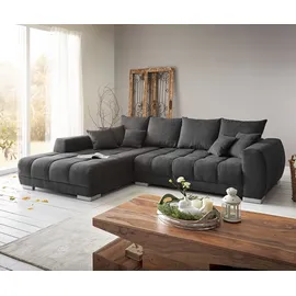 DeLife Eckcouch Mikrofaser 3-Sitzer Schwarz