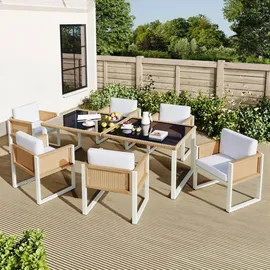 Okwish Gartenlounge-Set 7-tlg. Braun