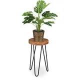 Relaxdays Blumenhocker rund 42 x 25 cm Braun/Schwarz