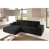 bromarkt Ecksofa PABLO Schlaffunktion Bettkasten L-Form 294x185x85cm Schwarz Links - Schwarz