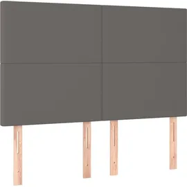 vidaXL Boxspringbett mit Matratze & LED Grau 140x200 cm Kunstleder