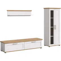 Home Affaire Wohnwand HOME AFFAIRE "Cosenza", sibu lärche nachbildung, B:336cm H:161cm T:40cm, Kastenmöbel-Sets, Wohnwand, Cosenza, Breite: 336 cm, Vitrine, Lowboard, Wandboard