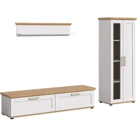 Home Affaire Wohnwand HOME AFFAIRE "Cosenza", sibu lärche nachbildung, B:336cm H:161cm T:40cm, Kastenmöbel-Sets, Wohnwand, Cosenza, Breite: 336 cm, Vitrine, Lowboard, Wandboard