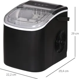 Homcom Eiswürfelmaschine Eiswürfelbereiter 9 Würfel in 6-12 Minuten fertig, 12 KG/24 H, Wasserstation mit 1,3 l Wassetank Display Ice Cube Maker Maschine - Eiswürfelautomat Selbstreinigung
