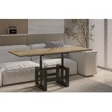 Endo-Moebel Couchtisch Couchtisch Lili - ausziehbar 110-170cm und höhenverstellbar Doppellift, Metall, Couch- & Esstisch, Funktionstisch, modern Design, umwandelbar braun