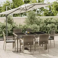 vidaXL Garten-Essgruppe 7-tlg. Grau