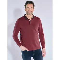 engbers Herren Langarm-Shirt mit Polo-Kragen rot regular gestreift Knopfleiste - XL