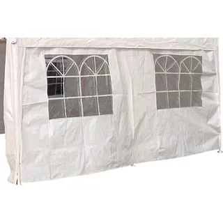DEGAMO Seitenplane für Partyzelt, Länge 4 Meter, PE weiß mit Fenstern