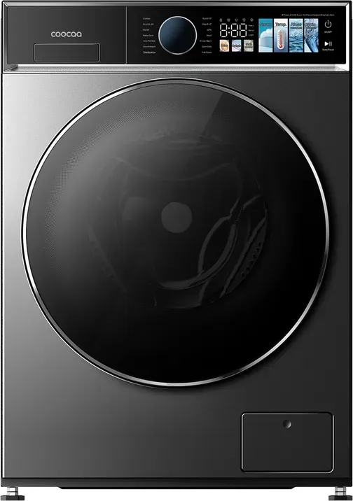 coocaa 12 kg Galaxy A7 Serie Frontlader-Waschmaschine, BLDC-Inverter-Motor, A-30% Klasse, Bakterienentfernungssystem, Dampfwäsche, Schnellwäsche 15 Min., Kindersicherung, 14 Programme, Endzeitvorwahl, Baby Care, Anti-Haustierhaare [Energieeffizienzklasse A] F124A7ZBC0
