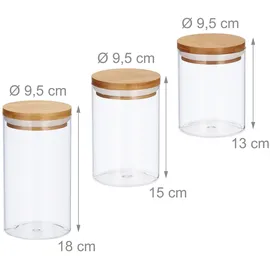 Relaxdays Vorratsdosen Glas 500 ml, 700 ml, 1000 ml 3 St.